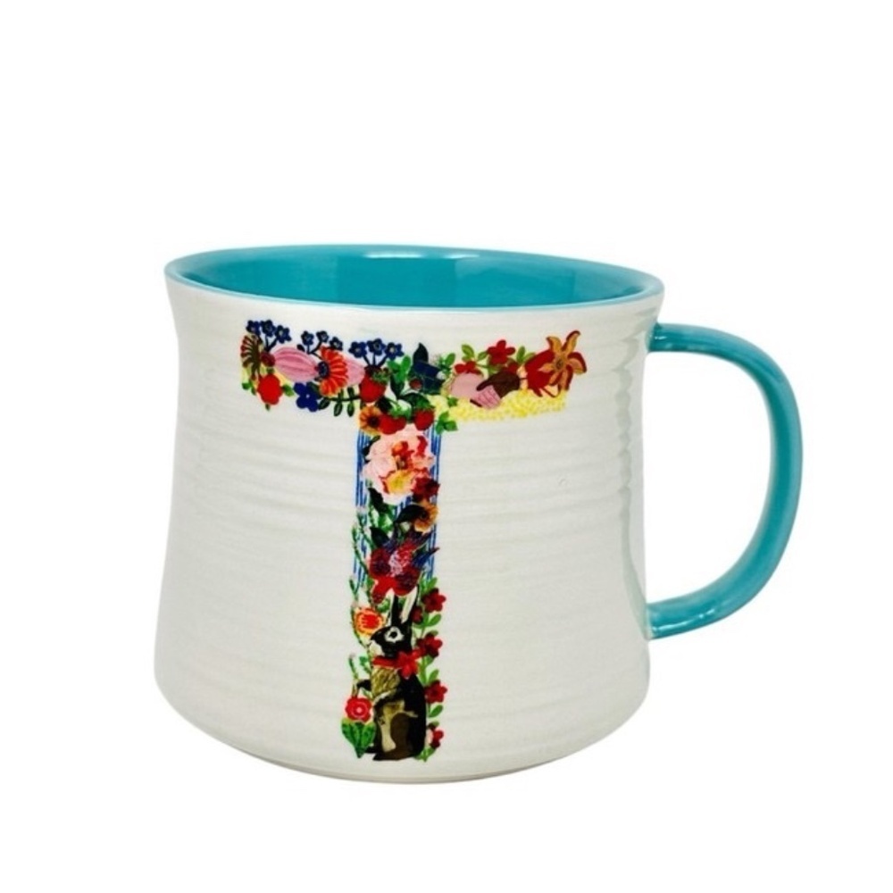 NWT Anthropologie Nathalie Lete Bouquet Monogram Mug T